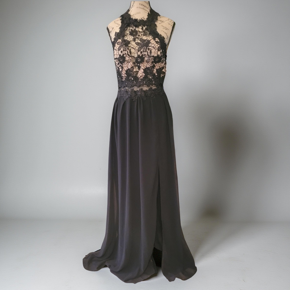 Soieblu Black Lace Backless Dress